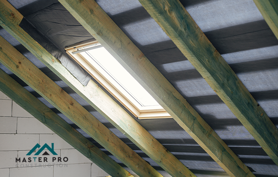 Skylight installation in modern home for natural light and energy savings by Master Pro Construction